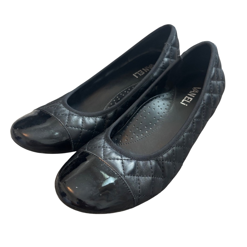 Vaneli Womens Serene Quilted Leather Cap Toe Ballet Flats Shoes Size 9.5 S S